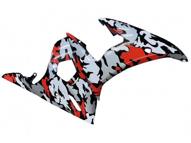 Descuento Carenados Moto Yamaha YZF R6 2003-2004 - Negro Rojo Gris Camouflage
