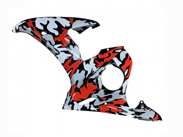 Descuento Carenados Moto Yamaha YZF R6 2003-2004 - Negro Rojo Gris Camouflage