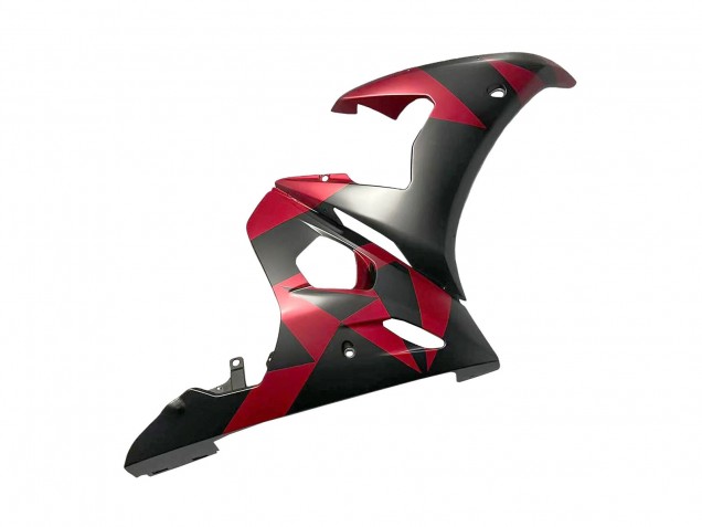 Descuento Carenados Moto Yamaha YZF 600 R6 2005 - Negro Mate Rojo Geométrico