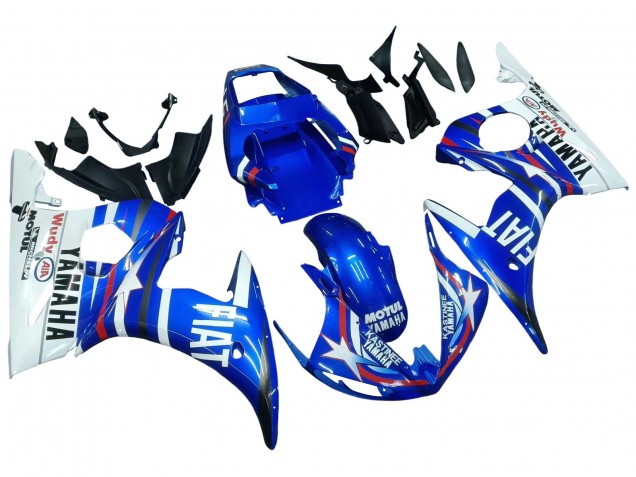 Descuento Carenados Moto Yamaha YZF 600 R6 2005 - Azul Blanco Rojo Motul Michelin Fiat