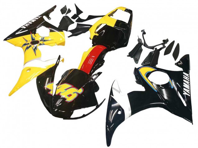 Descuento Carenados Moto Yamaha YZF 600 R6 2005 - Negro Amarillo Rojo 46
