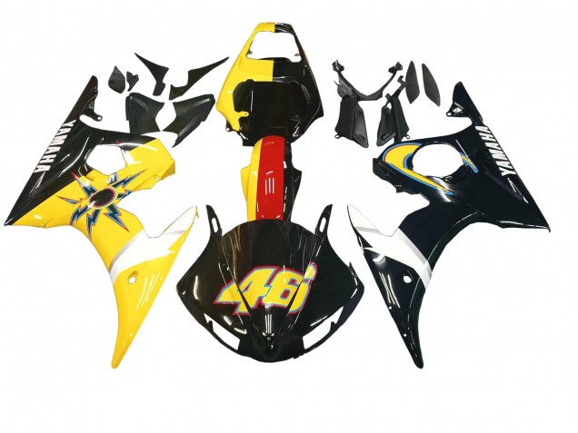 Descuento Carenados Moto Yamaha YZF 600 R6 2005 - Negro Amarillo Rojo 46