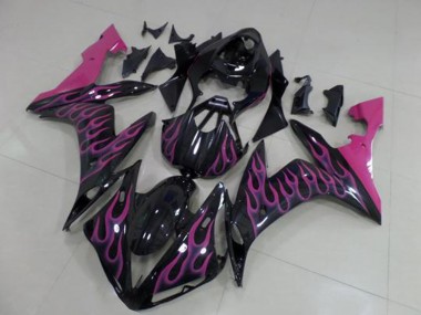 Descuento Carenados Moto Yamaha YZF R1 2004-2006 - Negro Brillante Rosa Llama