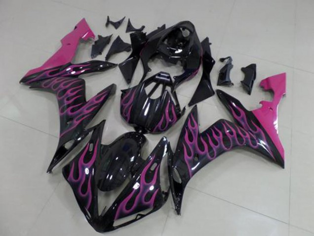 Descuento Carenados Moto Yamaha YZF R1 2004-2006 - Negro Brillante Rosa Llama