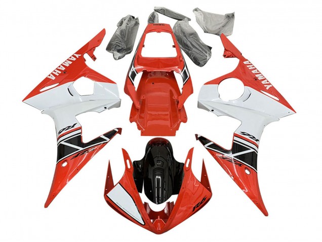 Descuento Carenados Moto Yamaha YZF 600 R6 2005 - Blanco Rojo Negro Brillante