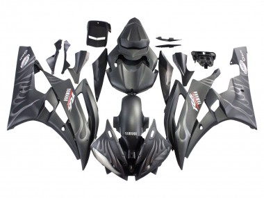 Descuento Carenados Moto Yamaha YZF 600 R6 2006-2007 - Negro Mate Plata Llama