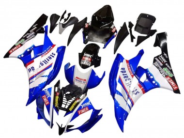 Descuento Carenados Moto Yamaha YZF 600 R6 2006-2007 - Blanco Azul Negro Fimer Volvo Yamalube Sterilgarda