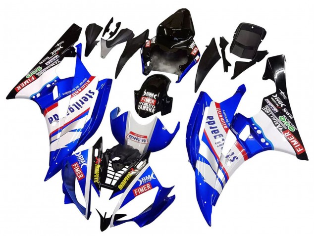 Descuento Carenados Moto Yamaha YZF 600 R6 2006-2007 - Blanco Azul Negro Fimer Volvo Yamalube Sterilgarda
