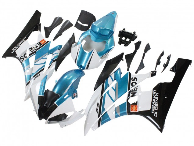 Descuento Carenados Moto Yamaha YZF 600 R6 2006-2007 - Blanco Azul Negro Semakin Didepan ENEOS