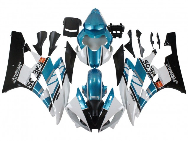 Descuento Carenados Moto Yamaha YZF 600 R6 2006-2007 - Blanco Azul Negro Semakin Didepan ENEOS