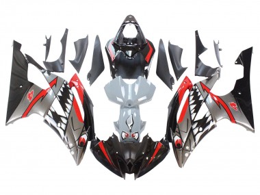 Descuento Carenados Moto Yamaha YZF 600 R6 2008-2016 - Plata Negro Rojo Tiburón 4
