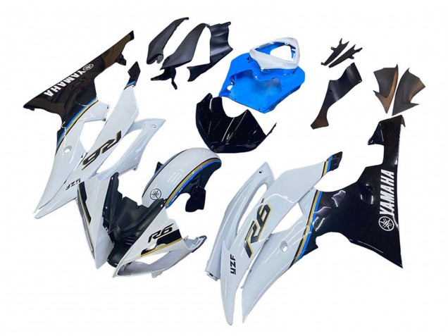 Descuento Carenado Moto Yamaha YZF 600 R6 2008-2016 - Blanco Azul Negro Brillante