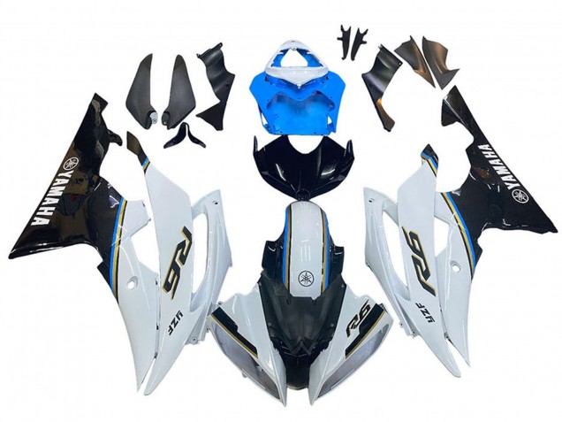 Descuento Carenado Moto Yamaha YZF 600 R6 2008-2016 - Blanco Azul Negro Brillante
