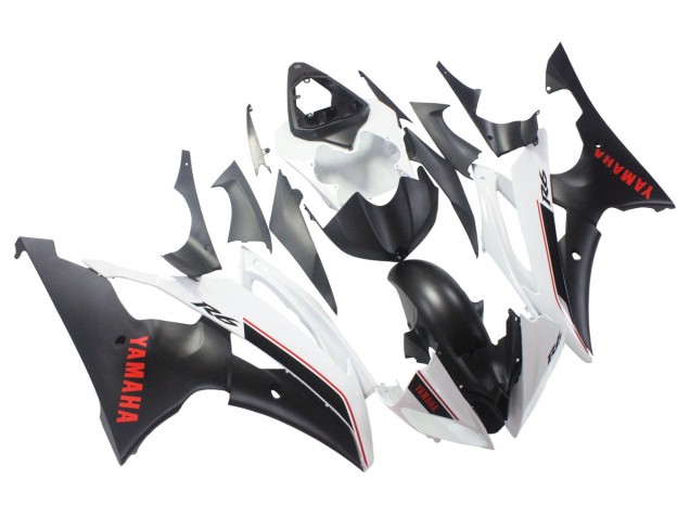 Descuento Carenados Moto Yamaha YZF 600 R6 2008-2016 - Blanco Negro Mate Rojo Calcomanías