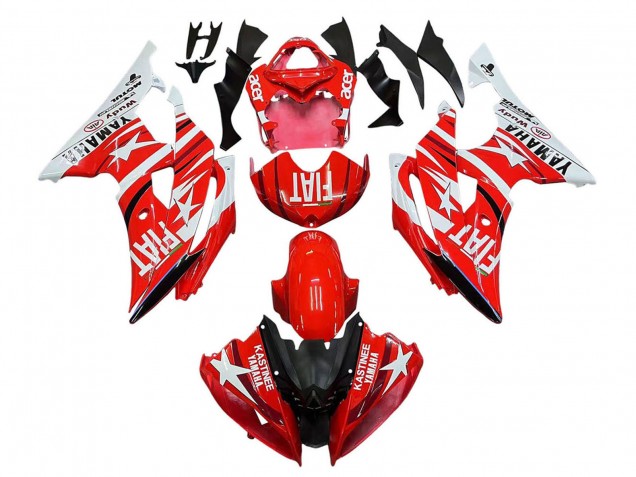 Descuento Carenados Moto Yamaha YZF 600 R6 2008-2016 - Blanco Rojo Negro Fiat Acer