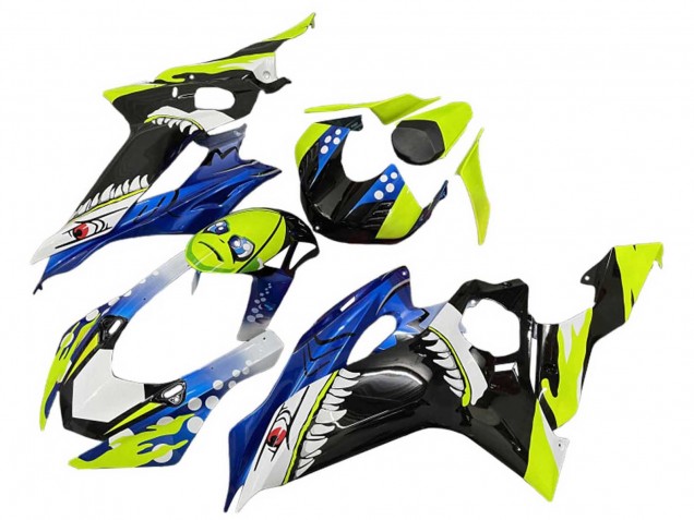 Descuento Carenados Moto Yamaha YZF 600 R6 2008-2016 - Verde Azul Negro Tiburón