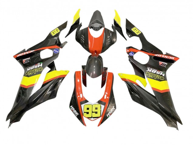 Descuento Carenados Moto Yamaha YZF 600 R6 2008-2016 - Amarillo Naranja Negro FibraCarbono Estilo