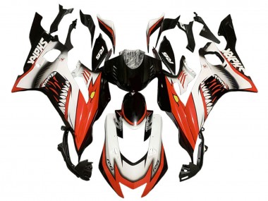 Descuento Carenados Moto Yamaha YZF 600 R6 2017-2023 - Blanco Rojo Negro Tiburón