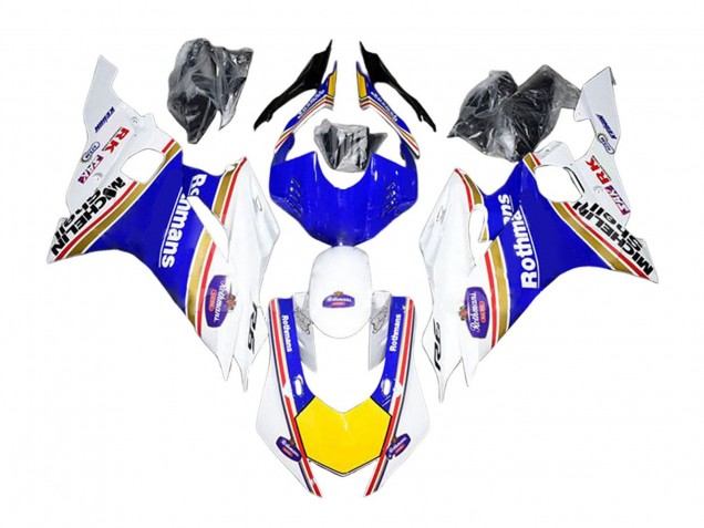 Descuento Carenados Moto Yamaha YZF 600 R6 2017-2023 - Blanco Azul Amarillo Rothmans