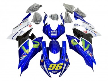 Descuento Carenados Moto Yamaha YZF 600 R6 2017-2023 - Blanco Azul Negro Verde MoviStar Semakin Didepan