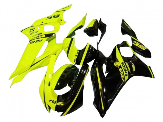 Descuento Carenados Moto Yamaha YZF 600 R6 2017-2023 - Neon Amarillo Negro Brillante Dividir