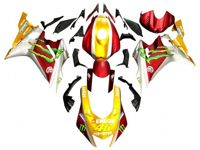 Descuento Carenados Moto Yamaha YZF 600 R6 2017-2023 - Oro Rojo Verde Monstruo