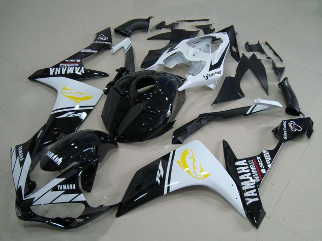 Descuento Carenados Moto Yamaha YZF R1 2007-2008 - Blanco Negro Amarillo Dolphin