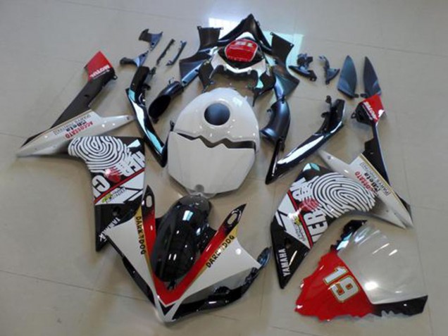 Descuento Carenados Moto Yamaha YZF R1 2007-2008 - Blanco Rojo Negro Amarillo Dark Dog