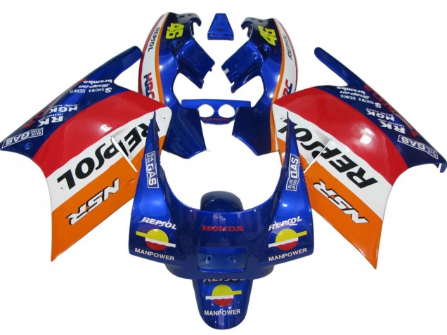 Descuento Carenados Moto Honda NSR250R 1988-1989 - Naranja Blanco Rojo Azul Repsol