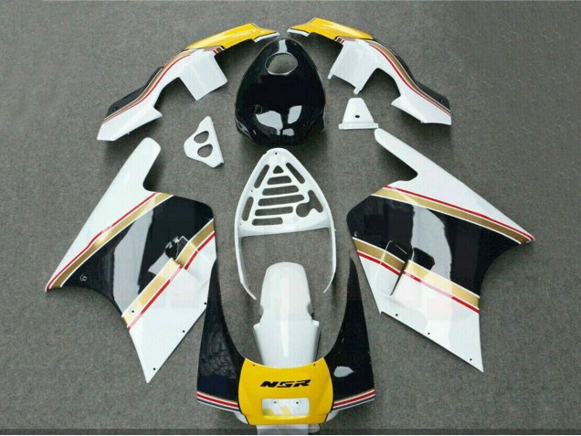 Descuento Carenados Moto Honda NSR250R 1988-1989 - Blanco Amarillo Oro Negro Brillante