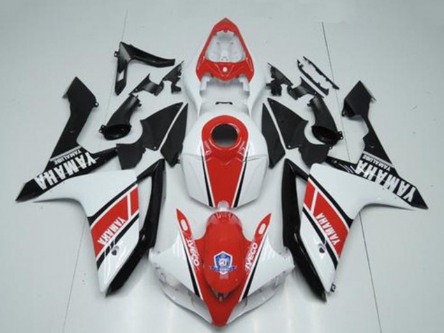 Descuento Carenados Moto Yamaha YZF R1 2007-2008 - Blanco Rojo Negro Brillante