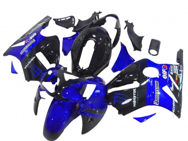 Descuento Carenados Moto Kawasaki ZX12R 2000-2001 - Negro Brillante Azul Monstruo