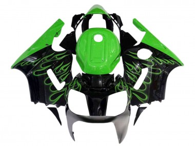 Descuento Carenados Moto Kawasaki ZX12R 2002-2006 - Negro Brillante Verde Llama