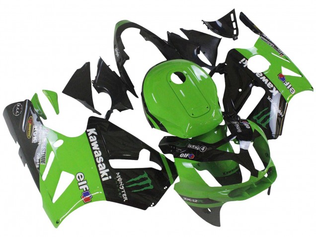 Descuento Carenado Moto Kawasaki ZX12R 2002-2006 - Verde Negro Brillante Elf Touch4 Monstruo