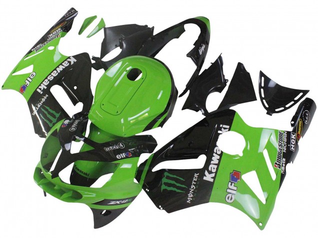 Descuento Carenado Moto Kawasaki ZX12R 2002-2006 - Verde Negro Brillante Elf Touch4 Monstruo