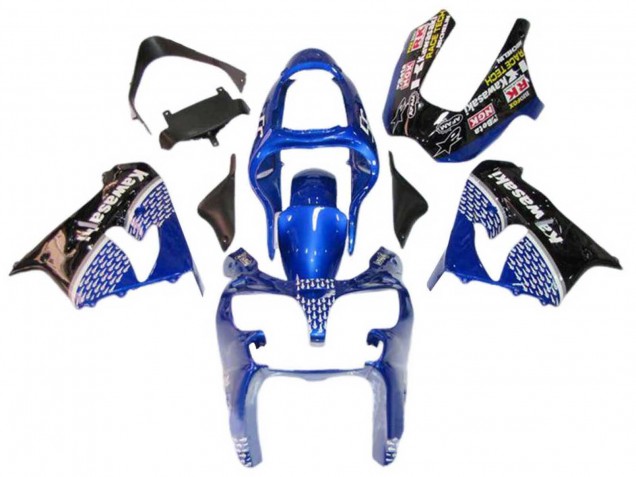 Descuento Carenados Moto Kawasaki ZX9R 2000-2001 - Azul Blanco Negro Brillante