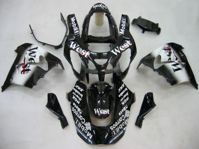 Descuento Carenados Moto Kawasaki ZX9R 2000-2001 - Negro Brillante Blanco West