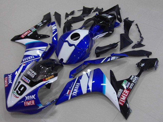 Descuento Carenados Moto Yamaha YZF R1 2007-2008 - Blanco Azul Negro Volvo Fimer