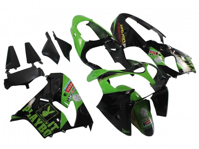 Descuento Carenados Moto Kawasaki ZX9R 2000-2001 - Verde Negro Playboy DENSO