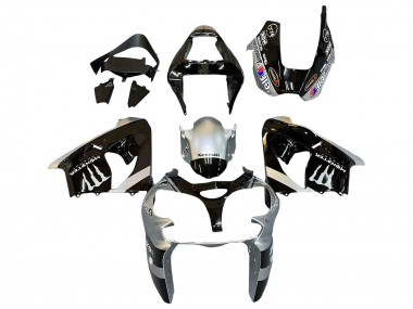 Descuento Carenados Moto Kawasaki ZX9R 2002-2003 - Plata Negro Brillante Monstruo Elf