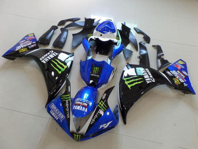 Descuento Carenados Moto Yamaha YZF R1 2009-2011 - Blanco Azul Negro Verde Monstruo Yamalube Graves