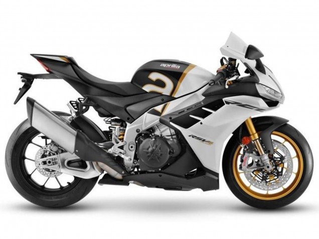 Descuento Carenados Moto Aprilia RSV4 1100 2021-2024 - Blanco Mate Negro Oro