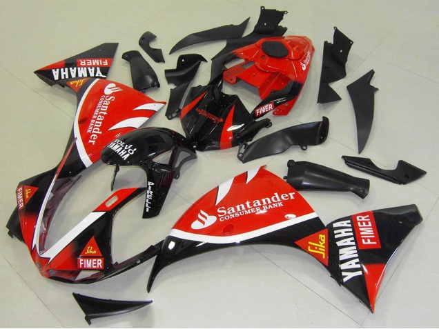 Descuento Carenados Moto Yamaha YZF R1 2009-2011 - Rojo Negro Blanco Santander Fimer