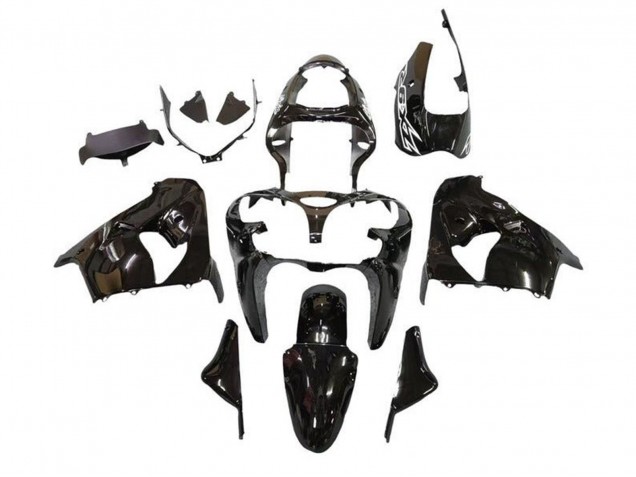 Descuento Carenados Moto Kawasaki ZX9R 2000-2001 - Negro Brillante Blanco Calcomanía