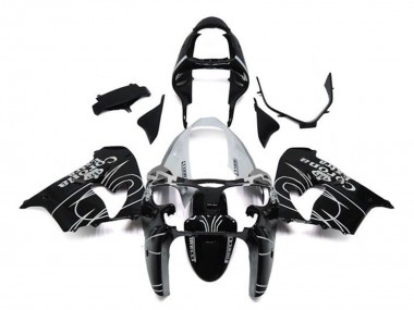 Descuento Carenados Moto Kawasaki ZX9R 2002-2003 - Negro Brillante Blanco Corona Extra