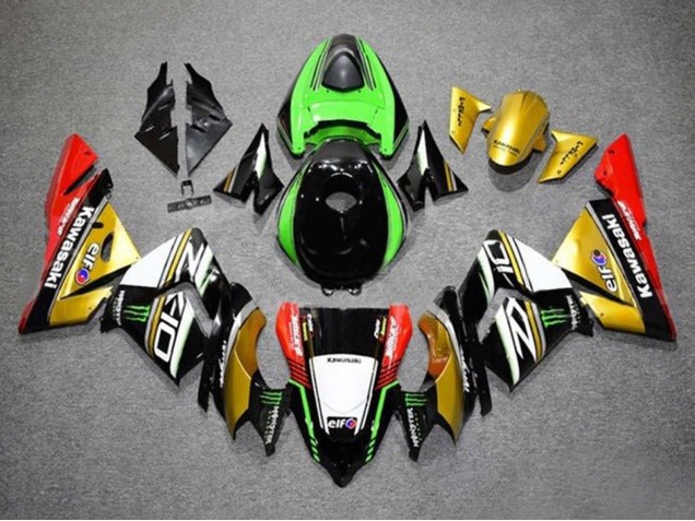 Descuento Carenados Moto Kawasaki ZX10R 2004-2005 - Oro Negro Verde Blanco Rojo