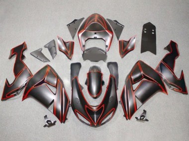 Descuento Carenados Moto Kawasaki ZX10R 2006-2007 - Negro Mate Rojo Pinstripe