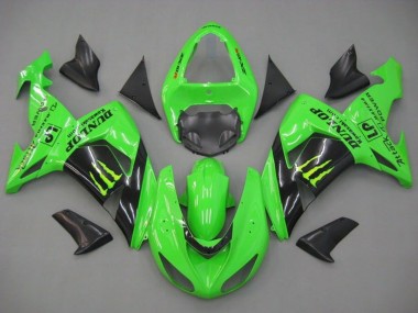 Descuento Carenados Moto Kawasaki ZX10R 2006-2007 - Verde Negro Brillante Monstruo Dunlop