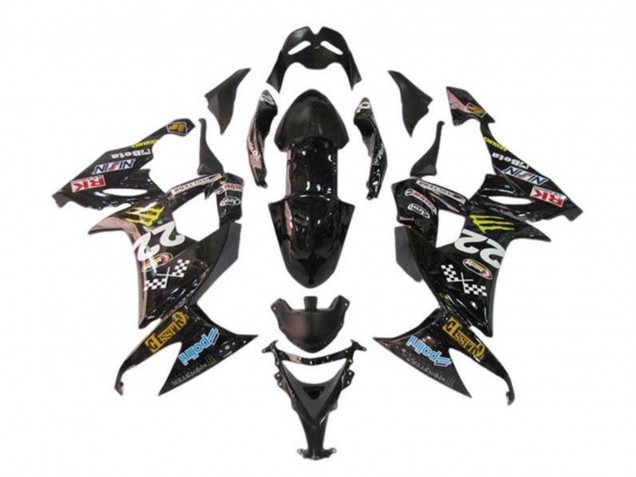 Descuento Carenados Moto Kawasaki ZX10R 2008-2010 - Negro Brillante Azul Amarillo Monstruo