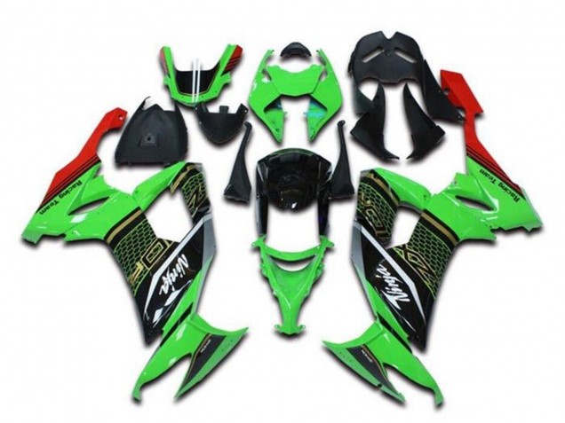 Descuento Carenados Moto Kawasaki ZX10R 2008-2010 - Verde Negro Rojo Blanco Honeycomb